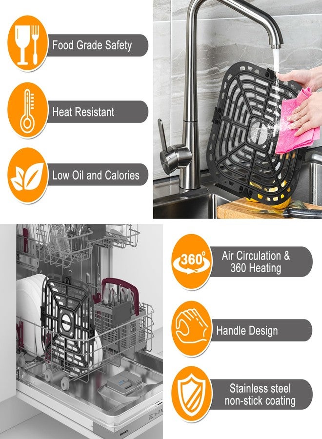 GWY قطع غيار مقلاة هوائية من GWY لفرن مقلاة هوائية Instant Pot Vortex Plus 6 في 1 سعة 4 كوارت، صينية شواء مربعة 7.5 بوصة × 7.5 بوصة مصنوعة من مواد آمنة غذائيًا، صينية تحمير، ملحقات رف صينية - Image 4